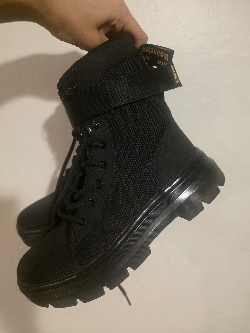 Black Canvas Lug Sole Combat Boots